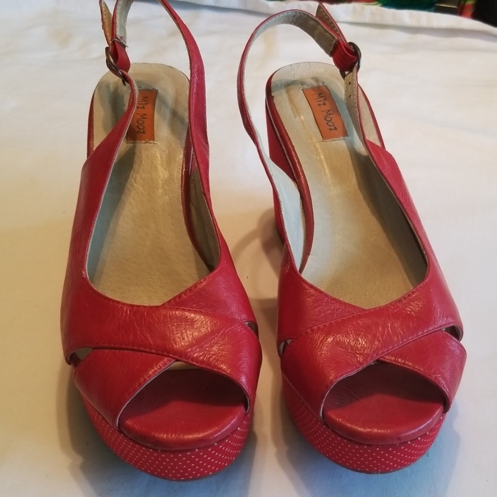Miz Mooz RED Platform Sandles with polka dots!